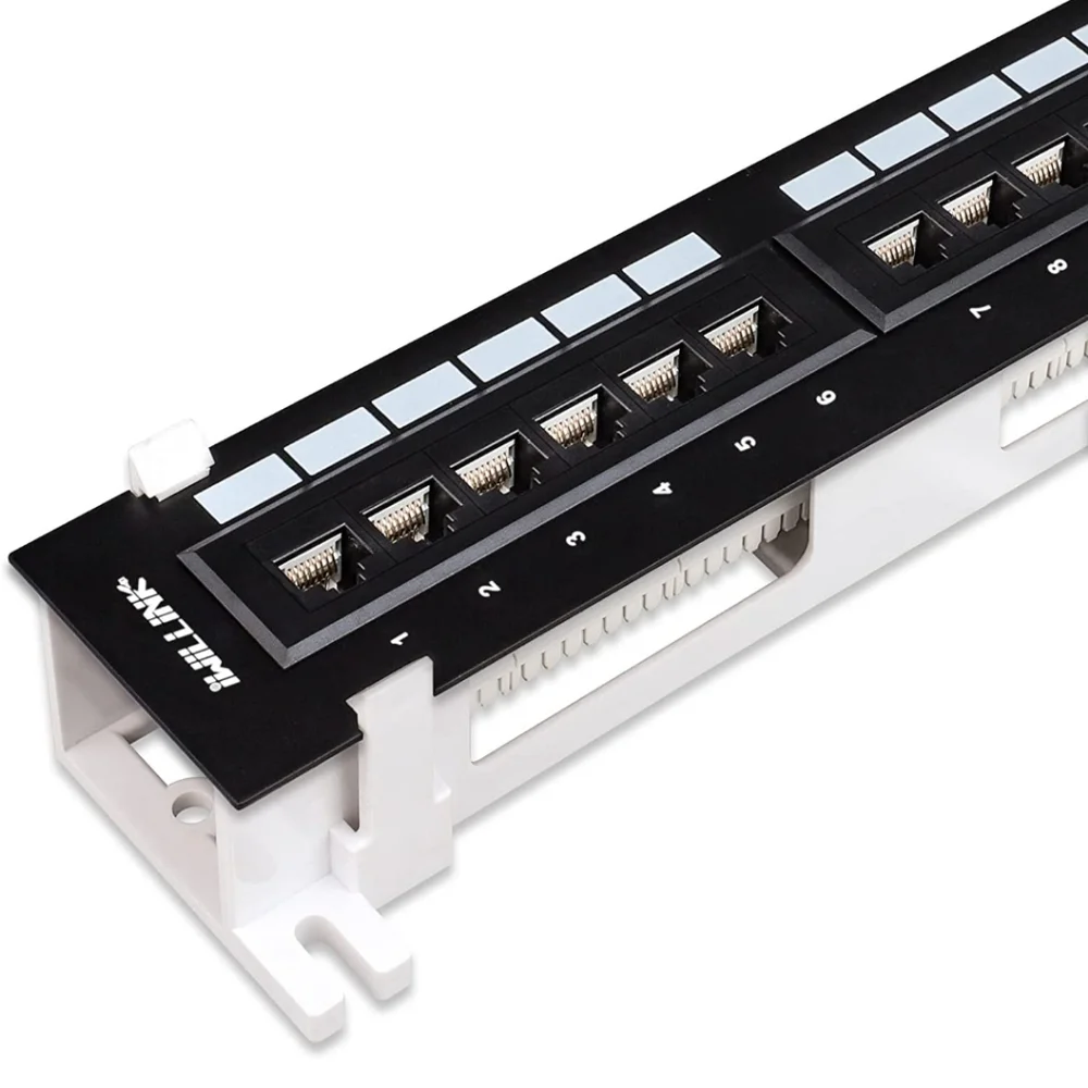 12 port patch panel mini vertical 568 A/B compatible